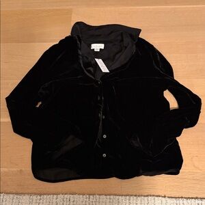 Velvet Graham & Spencer Black Velvet Button-Front Top